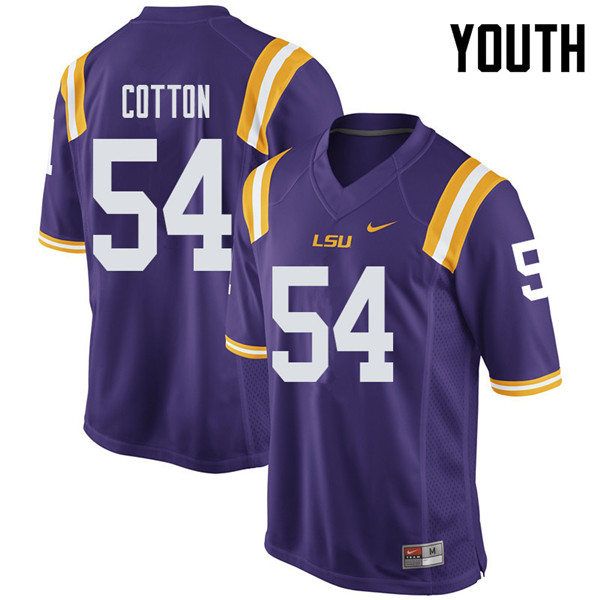 Youth #54 Davin Cotton LSU Tigers College Football Jerseys Sale-Purple - Click Image to Close